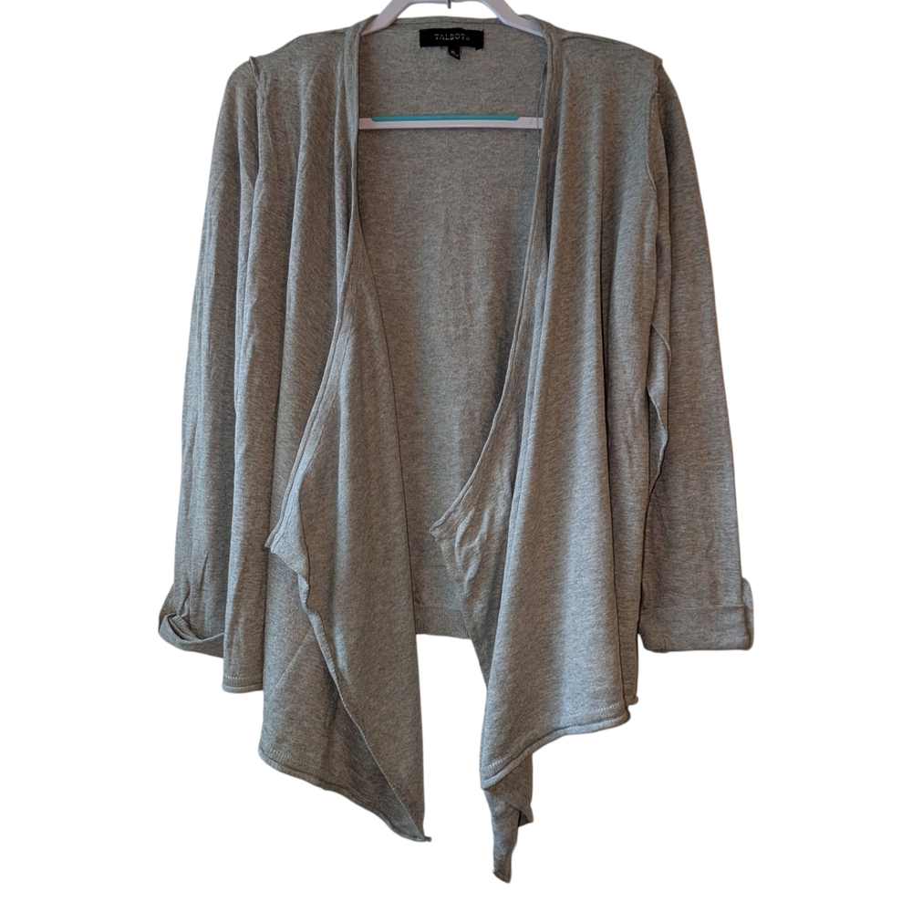 TALBOTS WOMEN'S HEATHER GRAY DRAPED CARDIGAN SIZE XL